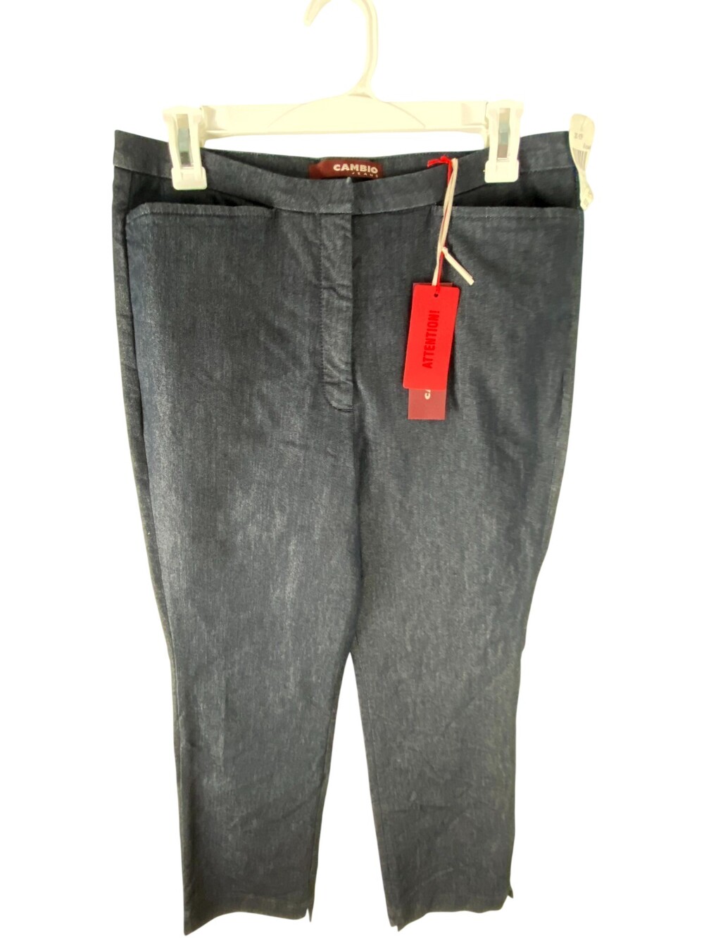 Cambio Pants Women's 40 Dark Blue Ellen Denim Cotton Straight Leg Pocket Zip Fly